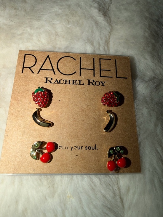 RACHEL Rachel Roy Jewelry - RACHEL Rachel Roy Red Strawberry, Red Cherry and Gold Drop Earring Set